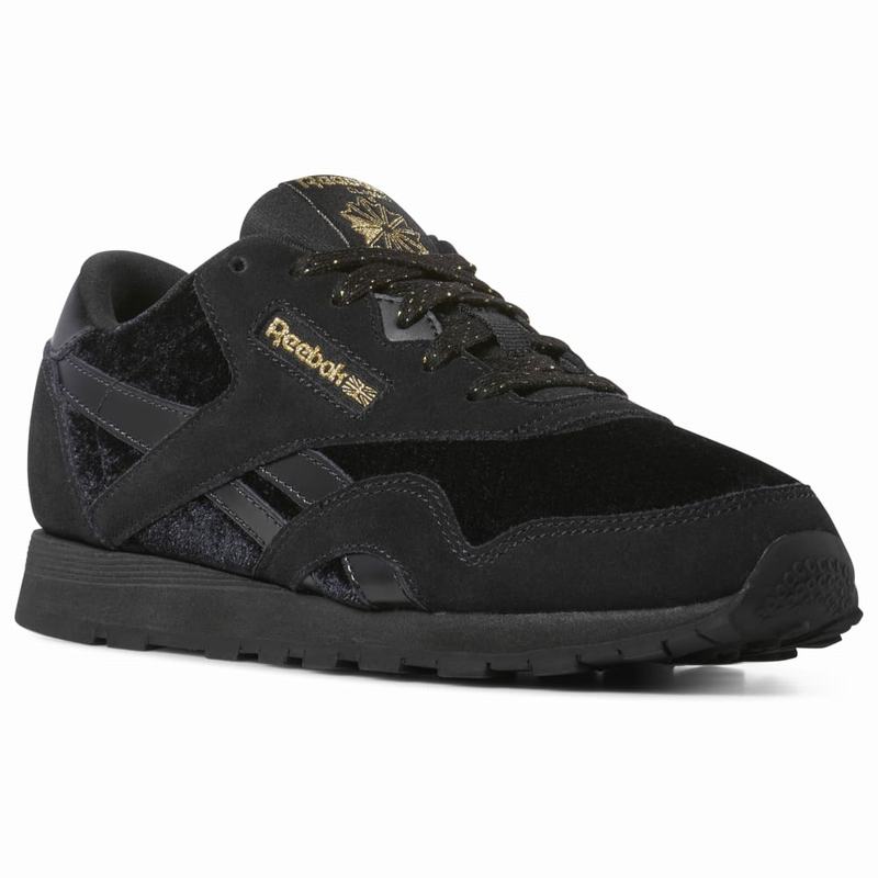 Tenisi Reebok Classic Nylon Fete Negrii/Aurii Romania IB3444NS